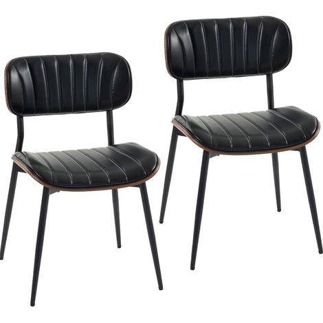 Set di 2 sedie da pranzo imbottite in similpelle con schienale curvo e gambe in metallo MODENUIT (1/4)