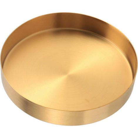 Plateau rond doré, plateau décoratif en métal pour maquillage, organisateur, 12,5 cm (4,9 pouces) (1/5)