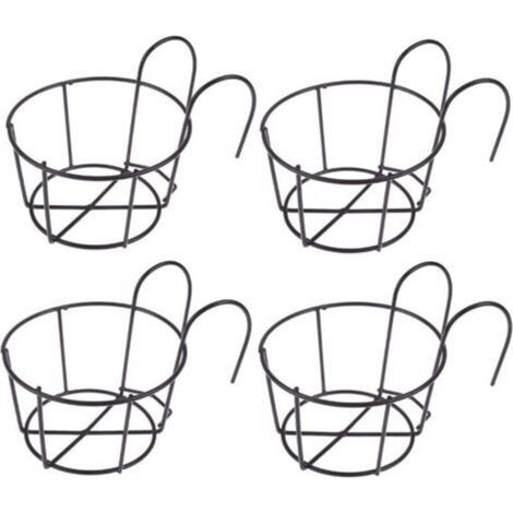 Support de fleurs suspendu noir 16169cm 4 pièces support de pot de fleurs balcon pot de fleurs rond fer panier de fleurs suspendu adapté pour balcon