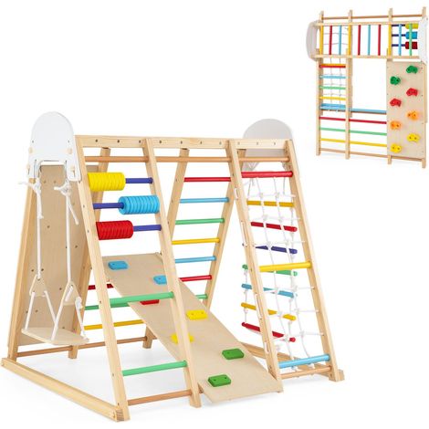 COSTWAY 8 in 1 Castello Parco Giochi Pieghevole per Bambini (Colorato) (1/5)