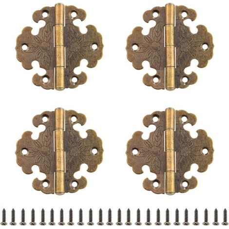 Cerniere per mobili in ottone anticato, set da 4, per ante di armadi, scatole portagioie decorate con perline, accessori di ferramenta