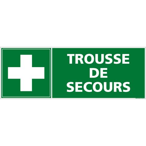 Panneau de signalisation trousse de secours E027 ISO 7010 - Évacuation et secours - Aluminium 2 mm - 700 x 250 mm