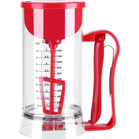 Dosatore per pastella, frullatore elettrico senza fili da 1200 ml per pancake e muffin, con misurino integrato e alimentazione a batteria. (1/5)