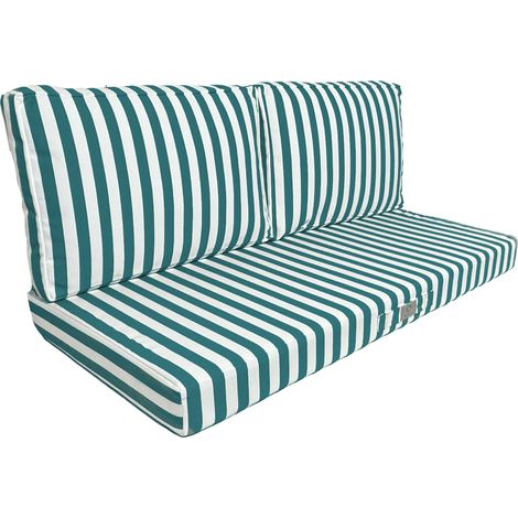 Coussins pour salon de jardin déhoussable 100x50cm - Rayure Vert