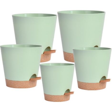 Stück Kunststoff-Blumentöpfe, 18/16,5/15,5/14/12,5 cm, selbstbewässernd mit Untersetzer, geeignet für Balkon- und Gartengärten im Innen- und Außenbereich (1/5)