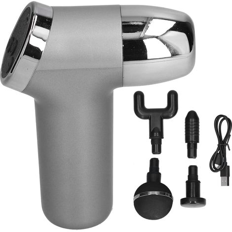 Massageur Musculaire Électrique Mini avec 20 Vitesses, Appareil de Relaxation Vibrant Rechargeable USB Gris (1/5)