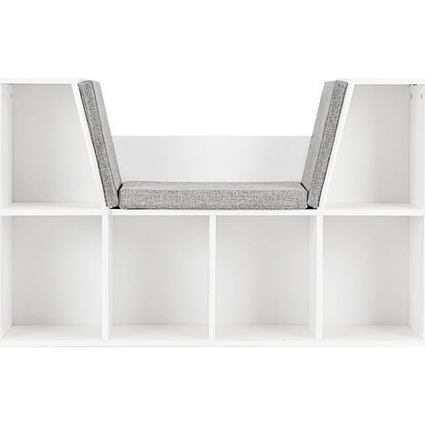 Design Moderne Bibliothèque Enfant avec Banquette 6 Casiers Rangement Jouets et Livres pour Chambre Blanc (1/5)