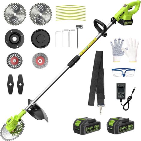 Coupe-Bordures sans Fil, Débroussailleuse avec 2 Batteries 4.0Ah et 4 Types de Lames, Moteur Brushless, 20V, Largeur de Coupe 30 cm, pour Entretien Pelouse, Allée et Jardin (1/5)