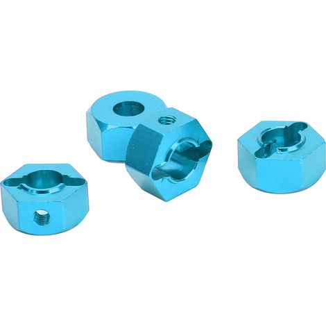 4 Adaptateurs de Roue Hexagonaux 12mm en Alliage d'Aluminium Haute Précision pour Modèles RC 1/10, Moyeux Bleus (1/5)