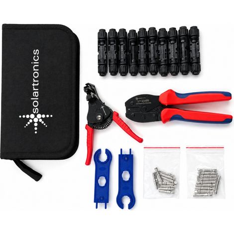 Solar-Crimpzangen-Set für PV-Kabel 2,5/4/6 mm² inkl. Abisolierzange, Solarstecker und Montageschlüss (1/5)