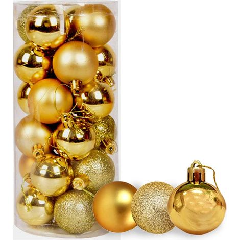 BAUBLES DEEP GOLD 3CM 12PCS SET PVC (1/5)
