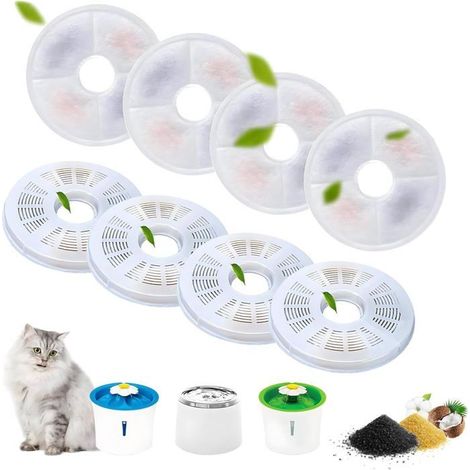 Filtre Fontaine Eau Chat Filtre Fontaine Chat Lot De 8 Filtre Fontaine À Eau Pour Chat Compatible Avec Distributeur D'Eau Blanc. (1/5)