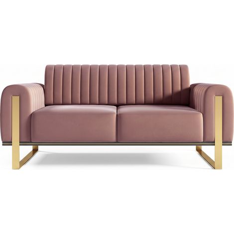 Selsey Parissa - Schlafsofa, Samt Rosa goldene Füße, 164 cm (1/5)