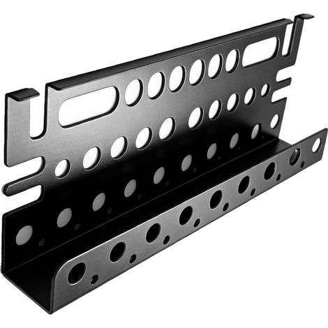 Support mural robuste en acier au carbone pour tournevis, pinces et autres outils de rangement, idéal pour atelier ou garage (noir). (1/5)