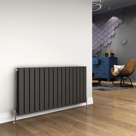 ELEGANT 600 x 1216mm Anthracite Designer Radiator Horizontal Flat Panel Double Panel Rad