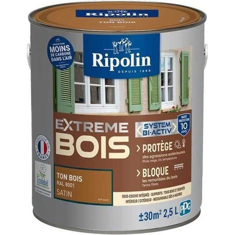 RIPOLIN PROTECTION EXTREME BOIS TON BOIS RAL 800 SATIN 2,5 L (1/3)