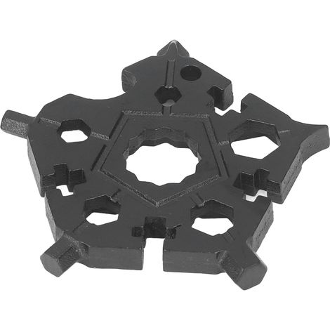 Clé multifonction flocon de neige, acier au carbone, tournevis 23-en-1, ouvre-bouteille, noir, outil polyvalent de poche (1/5)