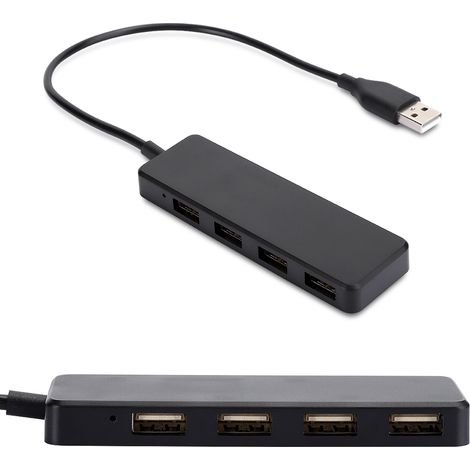 Hub USB 3.0 haute vitesse pour ordinateur portable, 4 ports, ultra-fin, portable, avec lumière bleue (1/5)