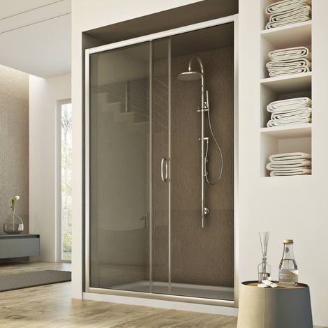 Idralite – Porte de douche coulissante 120 cm – Verre de sécurité 6mm – Hauteur 185 cm – Système Click&Clean – Ouverture à droite ou gauche
