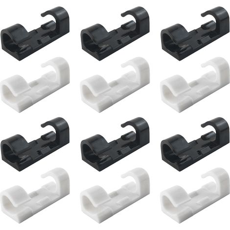Clips Câbles Adhésifs - 40 Pièces - Fixation Murale pour Fils Électriques TV Chargeur Voiture Bureau - Avec Trou pour Vis - Auto-Adhésif Sans Perçage