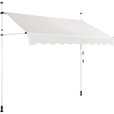 COSTWAY Markise Klemmmarkise Sonnenschutz, Balkonmarkise hoehenverstellbar 200-300cm, Sonnenmarkise mit Handkurbel ohne Bohren 250cm breit, beige (1/5)
