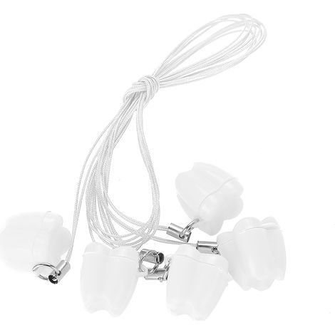 5 pièces Boîte de rangement pour dents de lait en plastique blanc avec cordon collier de dent de lait (1/5)