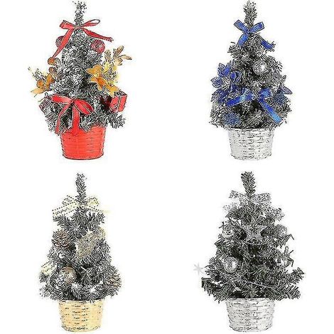 Mini-Weihnachtsbaum mit Schmuck, 4-teilig, kleiner, 20 cm hoher künstlicher Tischweihnachtsbaum (SV) (1/5)