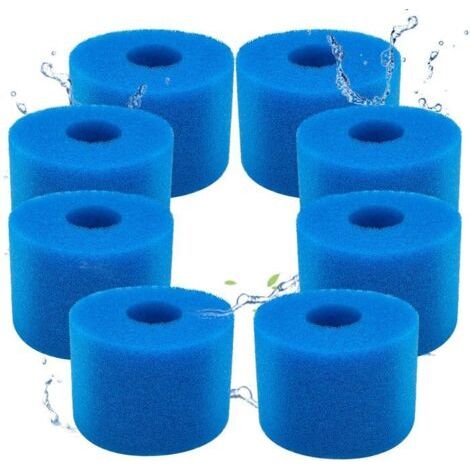Packung mit 8 wiederverwendbaren und waschbaren Schaumstofffiltern für Intex Typ S1 Pools, Whirlpools und Schwimmbecken. (1/5)