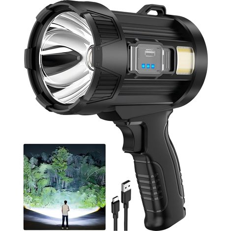 Projecteur LED 1 000 000 lumens – lampe torche à panneau solaire – lumière COB et filtres couleur – rechargeable étanche IPX6 – pour camping et extérieur (1/5)