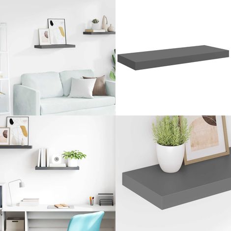 Schweberegal Hochglanz-Grau 60x23,5x3,8 cm MDF - Schweberegal - Wandregal - Regal - Wohnwandregal - Dekorationsschrank - Home & Living (1/5)