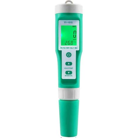 Digitales Wasseranalysegerät – 10-in-1 – Wasserqualitätsprüfung – Automatische Temperaturkompensation – pH/EC/TDS/ORP/H₂ – Grün