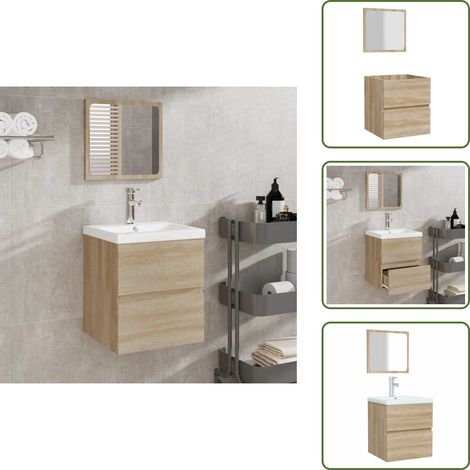 The Living Store Armoire de bain avec miroir chêne sonoma bois d'ingénierie - Miroir salle de bain (1/5)