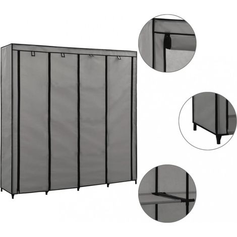vidaXL Wardrobe with 4 Compartments Grey 175x45x170 cm (1/5)