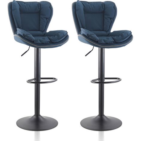 Barstools,2x Swivel Barstool, Kitchen Bar stools, PU Leather Breakfast Barstool Set,Blue (1/5)
