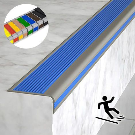 1M Indoor/Outdoor Anti-Slip Stair Nosing, Stair Nosing Edge Corner Protector, Length: 5 cm, Height: 2.5 cm, Blue (1/5)