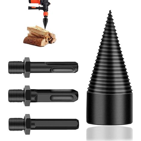 [NEVER USED] Log splitter, log splitter drill bit, wood punch, drill bit, log splitter with 3 drill bits for splitting wood, 32 mm