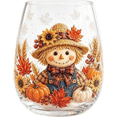 Ensemble de tasses en verre « Récolte d'automne » - Mug artistique de Noël en verre - D - 301-400 ml