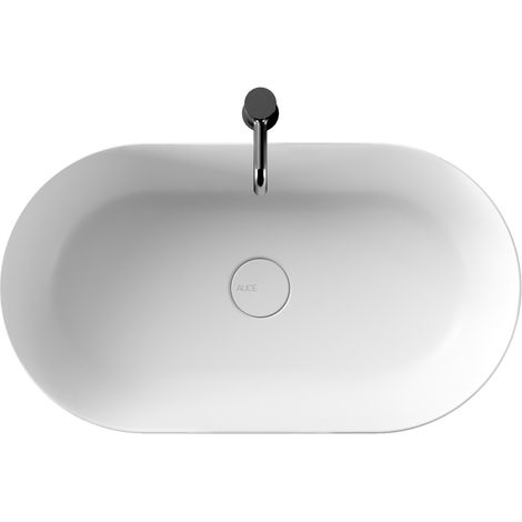 Lavabo Unica appoggio cm. 70x38 ovale in ceramica bianco di