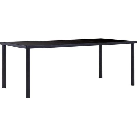Table à manger verre trempé et pieds métal noir Orati 200cm (1/4)
