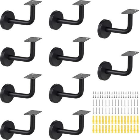 QORVA-Support main courante Acier inoxydable supports de rampe main Supports de main courante d'escalier Support mural de rampe pour rampes d'escalier intérieures et extérieures (10Pcs)