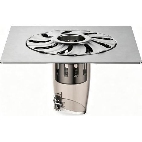 Clapet Anti-Odeur pour Bonde de Sol, Évacuation de Douche 40/50 mm Grille et filtre à cheveux en inox 304 pour salle de bain, cuisine et balcon anti-retour, anti-insectes et facile à nettoyer (1/5)
