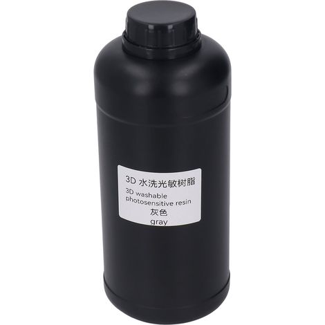 Résine photopolymère 3D 1000ml haute résistance, lavable à l'eau, pour imprimantes LCD/DLP, couleur gris universel (1/5)