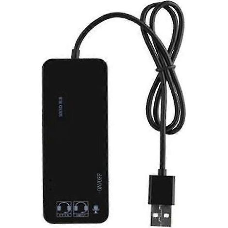 Carte son externe 7.1 canaux avec 3 ports USB et adaptateur audio/micro pour PC/ordinateur portable-Black (1/3)