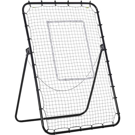 Cage et but de foot pliable avec mur de rebond 123x102-177x130-183cm, 4 niveaux réglables, noir, entraînement et divertissement (1/5)