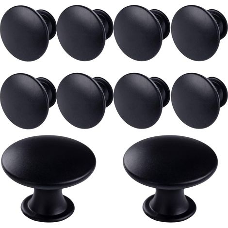 Boutons de Placard Noir, 30mm Rond Bouton de Meuble, Poignée Cuisine Noir avec Vis pour Meubles Tiroirs Armoires Portes Salle de Bains (1/5)
