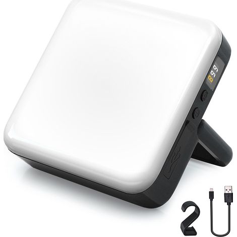 Wiederaufladbare Campinglampe mit 8000 mAh – Tragbare LED-Lampe mit externem Akku, Magnetfuß und Stativkompatibilität für Wandern, Angeln und Notfälle (Schwarz)