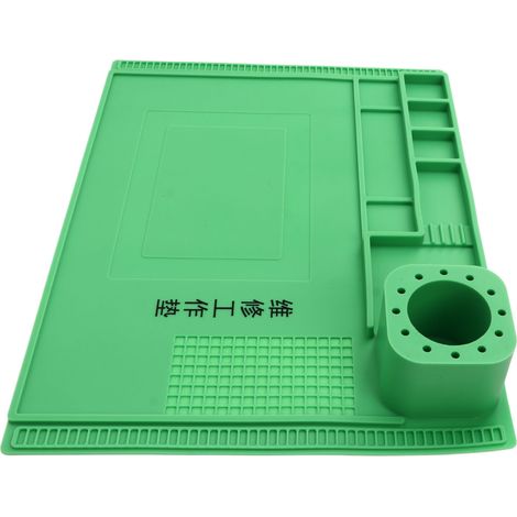 Tapis de travail en silicone résistant aux hautes températures, isolant thermique, pour la réparation électronique, 40 x 30 cm, vert (1/5)