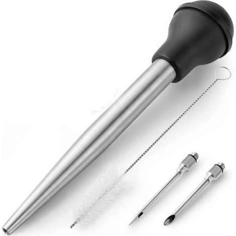 Poire à Dinde pour la Cuisson Seringue à Poire à Dinde en Métal de Qualité Alimentaire Tube à Condiments pour Barbecue avec (1/5)