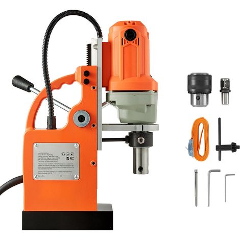 Perceuse à colonne magnétique 1200W, alésage 38mm, force 10000N, vitesse 900 tr/min, mandrin Weldon, refroidissement efficace, pour surfaces métalliques, usage industriel et domestique. (1/5)