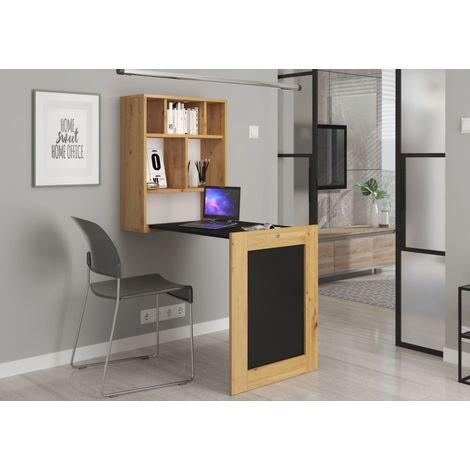 Escritorio plegable colgante TILT negro / roble artesanal